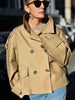 Two-color Retro Short Trench Coat Classic Women's Short Trench Coat With Epaulettes is Suitable For Elegant Wais