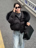 Winter Women Goose Down Jacket Natural Raccoon Fur Collar Coats Parka Puffer Jackets Outwear Coats