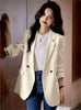 Spring Autumn Women Split Fork Blazer Coat Advanced Ladies Solid Color Tops Overcoat Female Long Sleeves Suit Jacket
