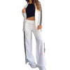 2 Pcs Set Women s Formal Coat Pants Set Autumn Winter Long Sleeves Jacket Loose Striped Wide Leg Casual Suit Outfit