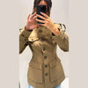 Elegant Stand Collar Trench Coats Women Y2K Long Sleeve Pockets Waist Jacket Autumn Street Lady Single Breasted Outerwear