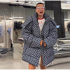 Chic Women Print Hooded Padded Jacket Oversized Zip Up Long Sleeve Warm Winter Coat Casual Daily Ladies Quilted Cotton Outerwear