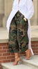Women's Camouflage Streetwear Cargo Capri Pants High Waist Wide Leg Pockets Baggy Cropped Trousers Bottoms