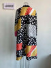 Pleated Contrast Color Leopard Printed Dress Stand Neck Single Breasted Mid-length Dresses Women Party Clothing 2Q1027
