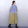 Autumn Women's Dress Loose Patchwork Striped Shirt Dress Versatile Age-Reducing