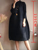 Pleated Classical Vintage Dress Turtleneck Loose High Aesthetic Designer Women Abayas Elegant Clothing