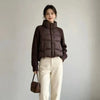 Winter Women Down Cotton Parkas Jacket Cable Knit Sleeve Spliced Stand Collar Thick Warm Short Coat Petite Ladies Outerwear