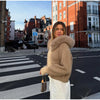 Autumn Casual Fur Collar Sweater Coat Women's Solid Loose Long Sleeve Zippers Pullover Ladies Office Tops