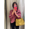 Solid Patchwork Cropped Coat Women Lapel Long Sleeve Loose Zipper Pockets Jacket Autumn Lady Casual Street Outerwear
