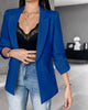 Womens Fall Lightweight Blazers Business Casual Open Front Cardigan Suit Slim Fit 3/4 Sleeve Lapel Work Jacket