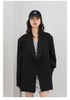 Women Blazers Solid Loose Double-breasted Wide Shoulder Office Ladies Suit Jacket Oversized Coat Spring Autumn