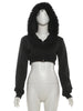 Furry Patchwork Jacket Women Hooded Autumn Zip Short Full Sleeve Wild Gothic Punk Street Club Coat