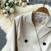 French Style Elegant Two Piece Sets Women Double Breasted Blazer Jacket + Mesh A-line Long Dress Korean Outfits