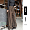 Korean White Corduroy Wide Leg Pants Women Autumn Loose Long Pants with Pockets Woman Daily Wear High Waist Casual Trousers