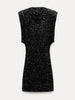 Sequin Mini Dress for Women Elegant O-Neck Fly Sleeve Shiny Short Dress Female Chic Club Evening Party Vestidos