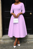 Women Twist Length Sleeve O-neck Big Swing Retro Dress Autumn Vintage Vestidos Even Party Cocktail Dresses