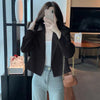 Black Cropped Blazers Women Spring Autumn Elegant Long Sleeve Single Button Suit Jacket Woman Korean All Match Office Suit Coat