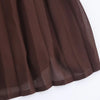 Women Brown With Belt Pleated Midi Dress Front Button Long Sleeve Chiffon Autumn Dresses Female Office Vestidos