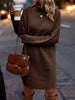 Women's Ribbed Knit Long Sleeve Dresses Autumn And Winter Texture Loose Sweater Dress Temperament Women's Vestidos