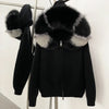 Knitwear Cardigan Women Spring Knitted Jacket Female Autumn Hooded Real Fox Fur Coat Natural Short Fur Coat Casual