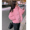 Women Parkas Turtleneck Full Sleeve Thick Coats Short Coat Solid Zipper Spliced Jackets Pocket Casual Elegant Lady Winter