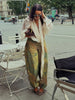 Women Camouflage Cargo Long Pants High Waist Wide Leg Drawstring Hem Baggy Trousers Autumn Casual Chic Vintage Streetwear