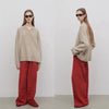 Retro Red Mid-Waist Wide-Leg Straight Corduroy Long Pants For Women Autumn Winter