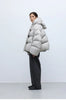 Stylish Silhouette 90% White Goose down Hooded down Jacket for Women, Curved Sleeve Puffer Coat, Thickened Outerwear, Winter Model