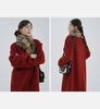 Lamb Wool Collar Duffle Coat Women Long Wool-Like Overcoat Elegant Loose Fit Warm Winter Outerwear Clothing