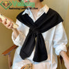 Korean Neck Guard Scarve Solid Color Woman's Knitted Cross Shawl Blouse Shoulders Fake Collar Cape Knotted Scarf
