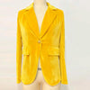 Elegant Velvet Blazer for Women Single Button Lapel Female Blazer Jacket Slim Fit Office Lady Outerwear Coat Spring Autumn Women