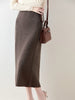 100% Merino Wool Skirt Women's Elastic Waist Cashmere Striped Skirts Office Lady Knitted Simple Dress Thickening Autumn Winter