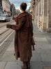 Women's Vintage Brown Suede Trench Coat Long Belted Overcoat Retro Windbreaker Female Date Commuter Streetwear Outerwear