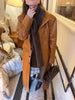 Brown Crocodile Embossed Faux Leather Trench Coat Lapel Single Breasted Straight Front Pockets Jacket Women Autumn Winter Fits