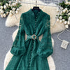 Spring Autumn High End Elegant Birthday Party Women's Dress French Hook Flower Single Breasted Slim Lace Long Dress S89