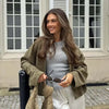 Women Suede Textured Jacket Long Sleeve Lapel Collar Loose Coats Casual Female Outerwear Chic Tops