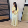 Solid Color Loose Fit Flare Sleeve Tiered Dress Crew Neck Ruffle Hem Pleated Long Maxi Dresses Spring Chic Casual Outwear