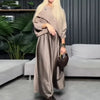 Cross Tops Patchwork Satin Dress Fake Two Piece Dresses Women Elegant O Neck Half Sleeve Loose Boho Long Dress Mujer