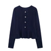 Loose Knitted Ruffles Cardigan Women Sweater Coat with A-line Mini Skirts 2 Piece Sets Womens Outfits Elegant