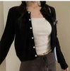 Red Cardigan Sweater for Women Soft Knit Long Sleeve Button-up Crop Jacket Blouse Top Spring Autumn Shrunken Cardigan Y2K