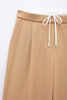 Women Solid Lace Up Side Zipper Straight Pants Vintage High Elastic Waist Female Chic Lady Trousers