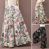 Women Floral Print Wide Leg Pants Spring Autumn Drawstring Bohemia Trousers Ladies Casual Loose Elastic Waist Pantalon
