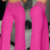 Women's Hollowed Out Waist Belt High Waisted Large Size Pants Casual Straight Tube Loose Wide Leg Pants