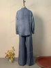 Autumn European American Women's Clothing Casual Denim Loose Shirt Long Pant Sets