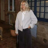 Autumn Grey Woolen Short Overcoats Elegant Female Lapel Full Sleeves Cropped Jacket Lady Commute High Street Outerwear