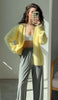 Women Knitted Thick Cashmere Wool Cardigan Chic V Neck Single Breasted Long Sleeve Sweater Fall Winter Coat Outwear