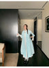 Spring Autumn Long Cute Sweet Thin Blue Trench Coat for Women Bow Lantern Sleeve Loose Casual Chic Overcoat