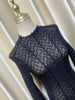 Lace Dress Women's Round Neck Hollow Out Slim Long Sleeve Retractoin Waist Big Swing Dresses 7AB8070