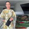 Retro Floral Print Women's Long Dress With Tassel Belt Stand Collar Long Sleeve Muslim Kaftan Dresses Spring Lady Robes