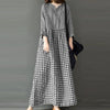 Long Sleeve Gingham Patchwork Maxi Dress V Neck Vintage Holiday Spring Vestidos Women Check Loose Casual Long Dress